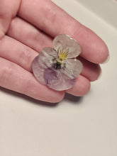 Charger l'image dans la galerie, Broche fleur naturelle Pensée blanche violette