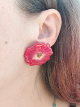 Charger l'image dans la galerie, Boucles d'oreilles fleurs naturelles Roses rouges