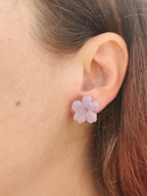 Charger l'image dans la galerie, Boucles d'oreilles fleurs naturelles Verveine mauve
