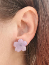 Charger l'image dans la galerie, Boucles d'oreilles fleurs naturelles Verveine mauve
