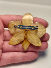 Charger l'image dans la galerie, Broche fleur naturelle Orchidée jaune
